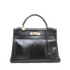 HERMES Kelly 32 vintage in black box retourné leather