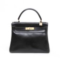 HERMES Vintage Kelly 28 in black box returned leather