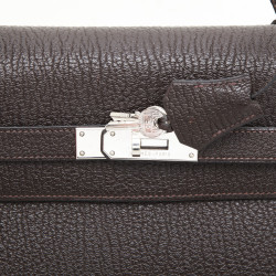 HERMES Kelly II T35 saddle stitch bag in brown grained leather