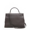 HERMES Kelly II T35 saddle stitch bag in brown grained leather