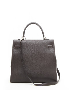 HERMES Kelly II T35 saddle stitch bag in brown grained leather