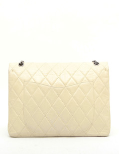 CHANEL maxi jumbo double flap bag in aged ivory leather