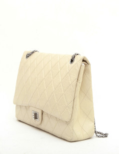 CHANEL maxi jumbo double flap bag in aged ivory leather