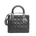 Sac Lady Dior en cuir d'agneau lisse noir