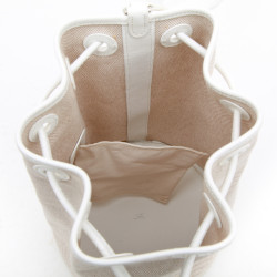 HERMES bucket bag in white canvas and leather