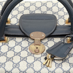 GUCCI Vintage vanity in blue canvas and leather