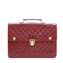 Cartable CHANEL cuir box rouge Vintage