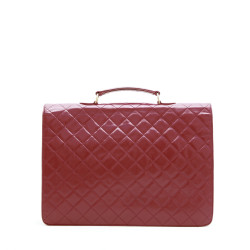 Cartable CHANEL cuir box rouge Vintage