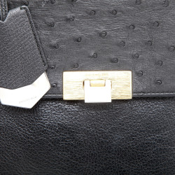 BALENCIAGA 'Le Dix' bag in shiny black grained leather and ostrich