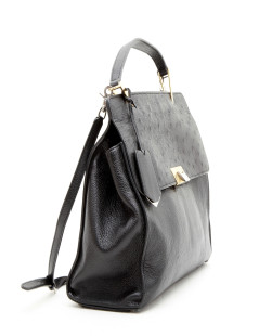 Sac BALENCIAGA cuir et autruche noir