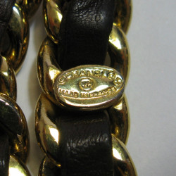 Ceinture CHANEL chaine et cuir marron Vintage