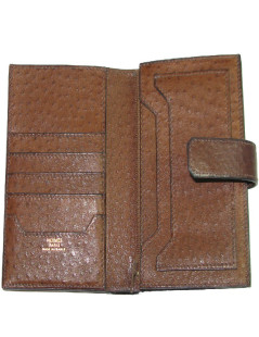 HERMES wallet in brown ostrich leather