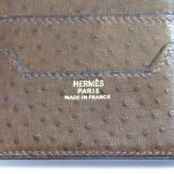 Porte cartes HERMES en autruche marron