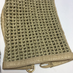 Gants CHANEL beige cuir et crochet