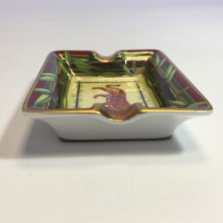 HERMES set of 4 mini ashtrays in white porcelain with animal pattern