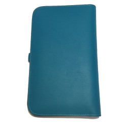 Portefeuille Dogon Duo HERMES grand modèle en veau swift turquoise