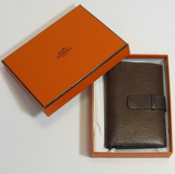 Porte cartes HERMES en autruche marron