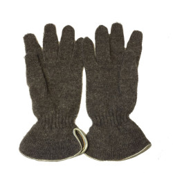 Gants MURIEL en laine marron et cuir doré taille unique