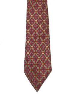 HERMÈS tie in printed fuchsia silk