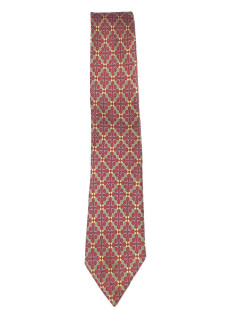 HERMÈS tie in printed fuchsia silk