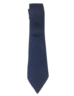 HERMES tie in dark blue printed silk