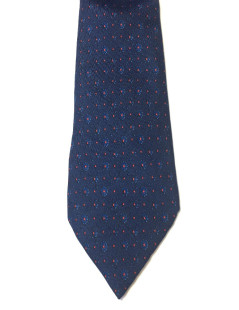 HERMES tie in dark blue printed silk