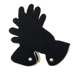 Gants MURIEL en laine noir et cuir doré