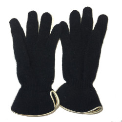 Gants MURIEL en laine noir et cuir doré