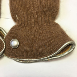 Gants MURIEL en laine marron clair et cuir doré taille unique