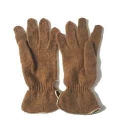 Gants MURIEL en laine marron clair et cuir doré taille unique