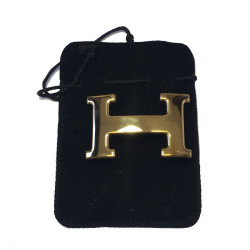 HERMÈS H buckle belt in gilt metal 32 mm