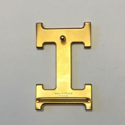 HERMÈS H buckle belt in gilt metal 32 mm