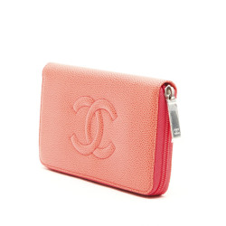 Porte monnaie zippé CHANEL grainé saumon