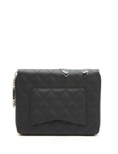 Pochette CHANEL Zippée cuir lisse matelassé noir