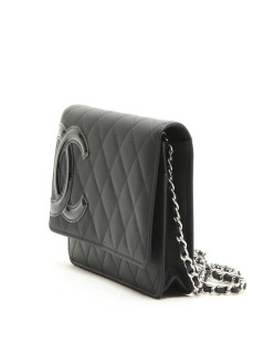 Sac CHANEL wallet cuir lisse matelassé noir