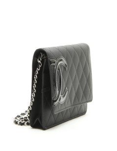 Sac CHANEL wallet cuir lisse matelassé noir