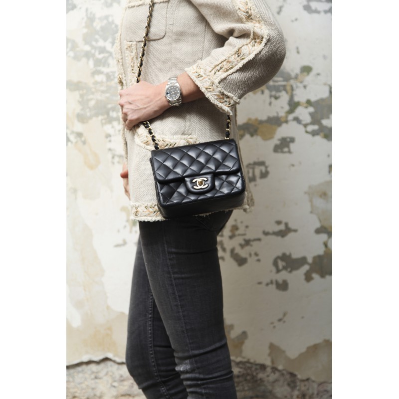 Chanel Black Quilted Lambskin Vintage Timeless Mini Pochette Shoulder