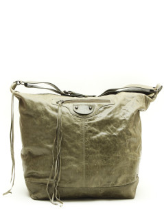 BALENCIAGA Weekender bag in green aged leather