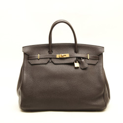 HERMES Birkin 40 bag in brown taurillon clémence leather