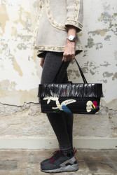 CHANEL bag with fringes in multicolored fabric