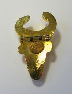 CHRISTIAN LACROIX vintage bull brooch in gold resin