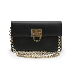 Mini sac FERRAGAMO cuir grainé noir