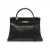 HERMES Vintage Kelly 32 bag in black box leather