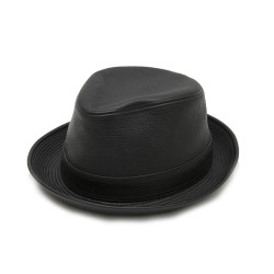 HERMES  hat in black taurillon clémence leather size 58