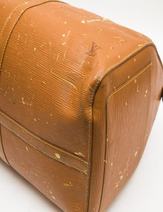 LOUIS VUITTON 'Keepall' customized bag in cipengo gold épi leather