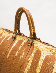 Sac Keepall LOUIS VUITTON cuir épi gold customisé