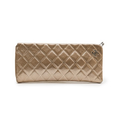 CHANEL evening clutch in gold lamé leather