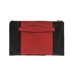 PRADA clutch in black and red grained leather