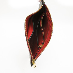 PRADA clutch in black and red grained leather