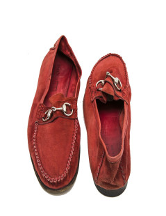 Mocassins GUCCI mors daim rouge T43